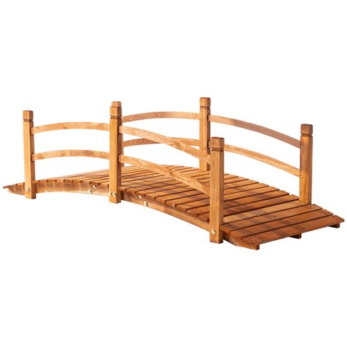 Pont de jardin - pont de bassin - passerelle en bois avec balustrade - dim. 185L x 72l x 58H cm - bois de sapin pré-huilé