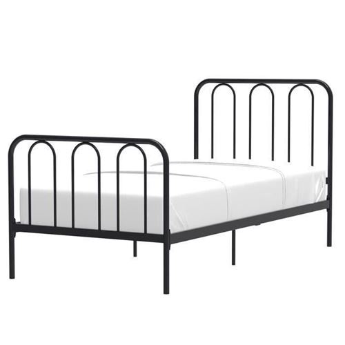 Lit enfant 90 x 190 cm - Noir - En métal - Sommier inclus - ARCHI