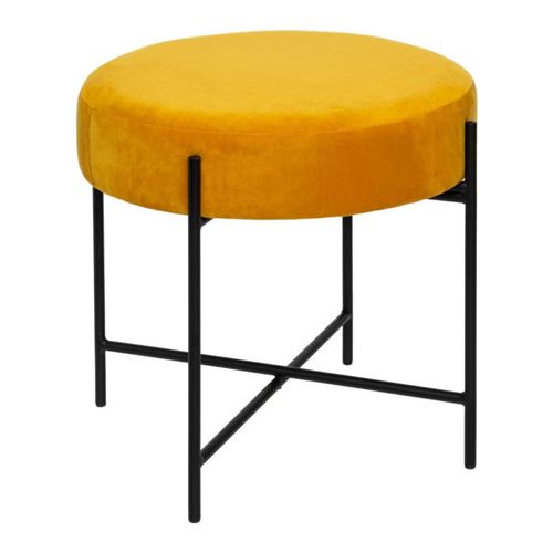 Non Communiqué Jaune Atmosphera Créateur D'intérieur - Tabouret Rond En Velours "Arty" 47Cm Ocre