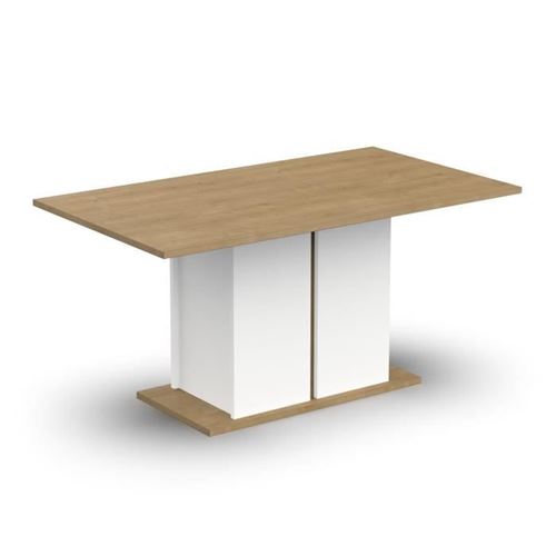 Table a manger seule ACCESS - 6 personnes - Décor chene Hamilton et blanc - L 160 x P 78 x H 90 cm - DEMEYERE - Image 4