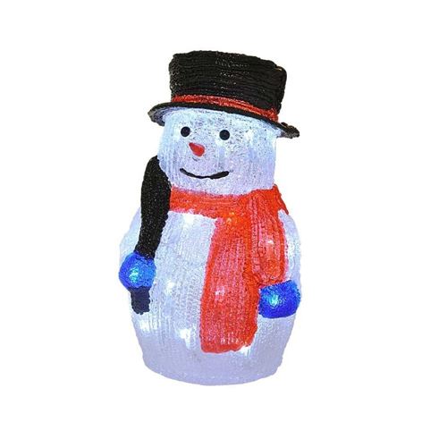 Bonhomme de neige écharpe chapeau noël lumineux 30 led h38