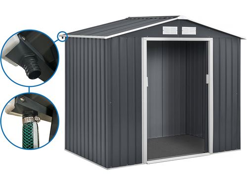 Abri de jardin en m&eacute;tal ""Vegas"" 5.29 m&sup2; avec goutti&egrave;re 