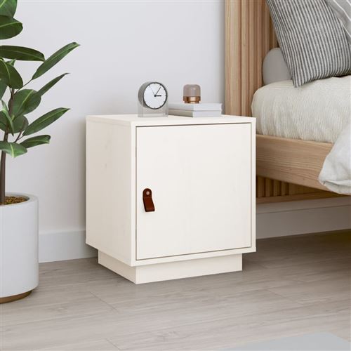 VIDAXL - Table de chevet - Pin massif - Blanc - 40x34x45 cm - Image 3