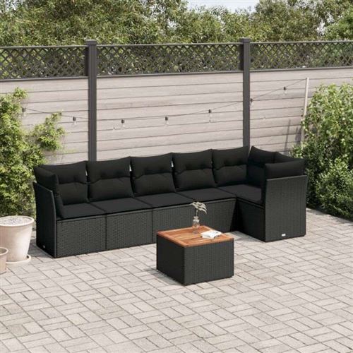 Non Communiqué Noir Salon De Jardin Modulable Vidaxl 7 Pieces 6 Personnes 62.0 X 62 X 69 Resine Tressee
