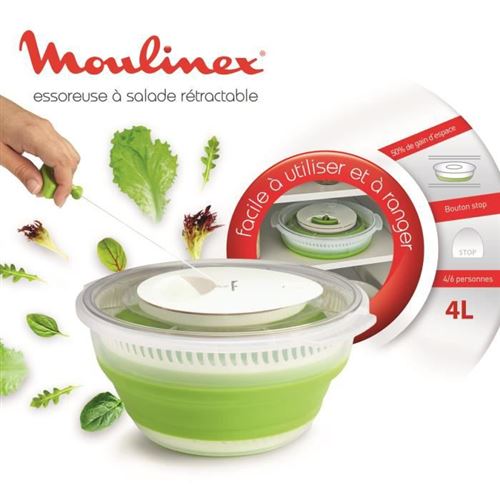 MOULINEX K2530104 Essoreuse a salade rétractable 4L - Accessoire de cuisine  - Achat & prix