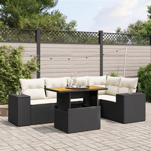 Non Communiqué Noir Vidaxl Salon De Jardin Avec Coussins 6 Pcs, Canapés De Terrasse, Ensemble De Meubles De Patio, Mobilier D'extérieur, 3272624