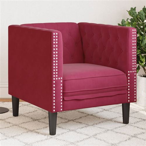 Vidaxl Rouge Chesterfield Fauteuil - Bordeaux - Image 3