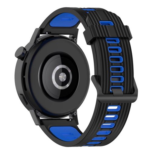 Non Communiqué Noir/Bleu Bracelet En Silicone 20Mm Rayures, Bicolore, Réglable, Pour Votre Huawei Watch Gt3 42Mm/Samsung Galaxy Watch4 40Mm/44Mm - Image 1