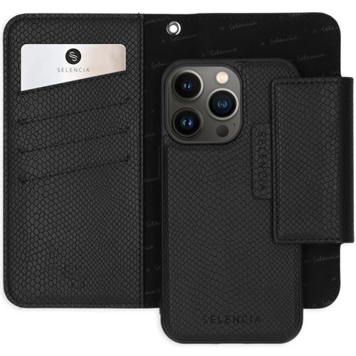 Etui portefeuilserpent amovib2-en-1 Llyr pour iPhone 13 Pro - Noir Selencia