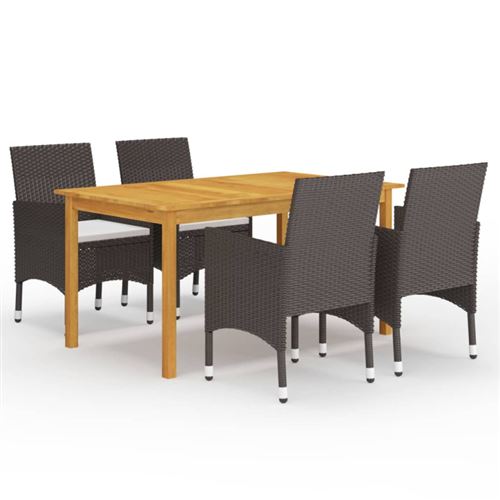 Non Communiqué Marron Ensemble À Manger De Jardin 5 Pcs