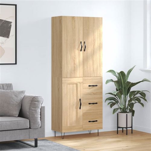 Non Communiqué Marron Vidaxl Buffet Haut, Armoire Avec Portes Et Pieds, Meuble De Rangement, Organisateur De Salon Salle De Séjour, Moderne, Chêne Sonoma Bois D'ingénierie 3198108