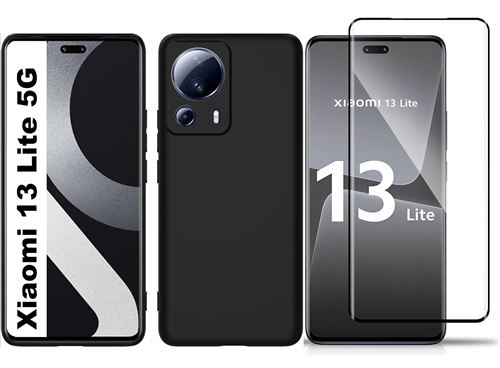 Coque Silicone Noir + Verre Trempe Pour Xiaomi 13 Lite Little Boutik©