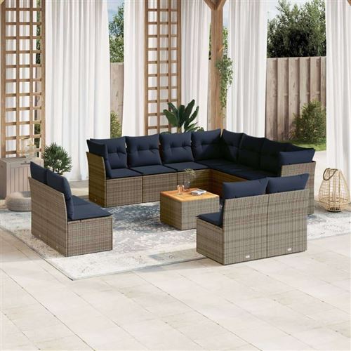 Non Communiqué Gris Salon De Jardin Modulable Vidaxl Rotin 12 Pieces