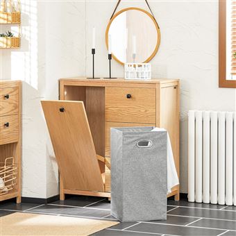 Armoire à linge avec 4 petits compartiments ouverts effet bois blanc