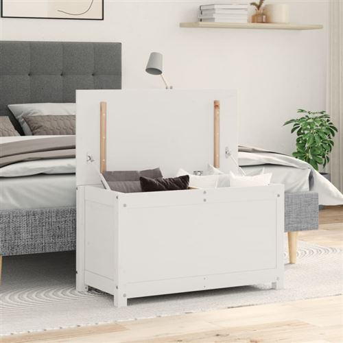 vidaXL Boîte de rangement Blanc 80x40x45,5 cm Bois massif de pin