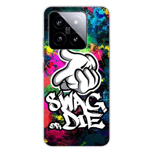 Coque en silicone imprimée compatible Xiaomi 14 Pro Swag or die