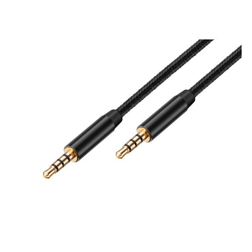 Avizar Noir Câble Audio 3,5Mm Avec Connecteurs Plaqués Or En Nylon Tressé 3M - Image 2