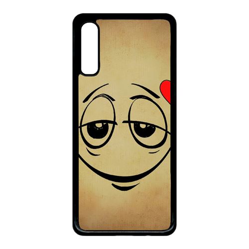 Coque My-Kase pour Galaxy A70 - smiley amoureux - Plastique Noir