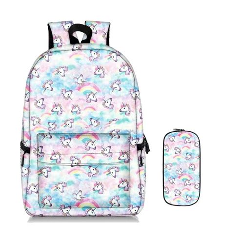 Lot de 2 pièces Sac à Dos, Trousse à crayons pour Enfants Licorne Cadeaux pour Filles (SD1232) Multicolore