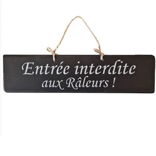Plaque décorative bois - Entrée interdite aux Râleurs ANTHRACITE