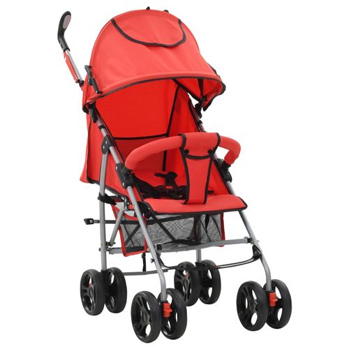 vidaXL Poussette/landau pliable 2-en-1 Acier Rouge