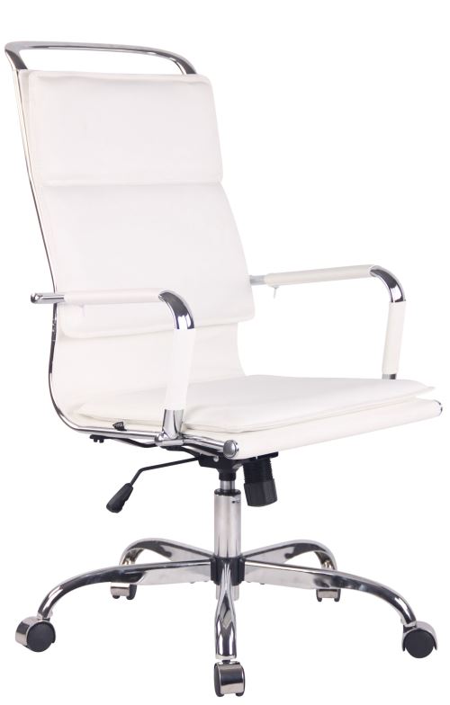 CLP Chaise de bureau Bedford en similicuir et veritable cuir  Blanc /Similicuir