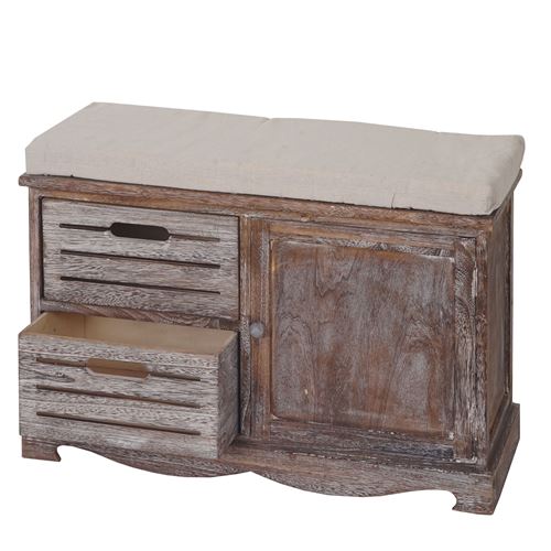 Banquette MENDLER HWC-J22, banc, commode, style shabby, vintage 49x71x32cm – marron