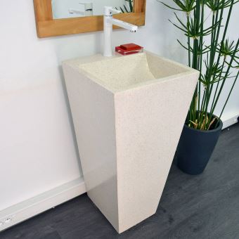 Vasque De Salle De Bains Totem Sur Pied Blanche En Terrazzo Lalo