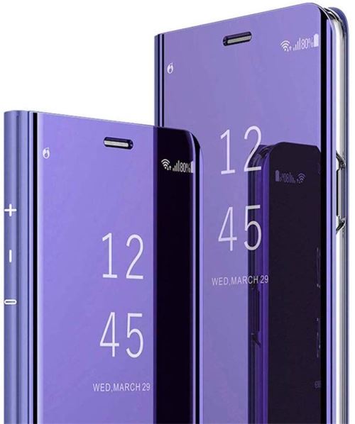 Etui pour Honor 8X folio effet miroir violet stand vidéo