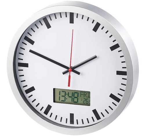 Horloge digitale analogique, affichage température et date : La