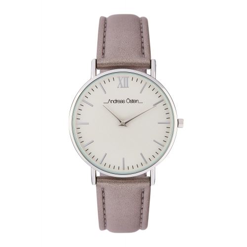 Montre Femme Andreas Osten à Quartz Cadran Blanc 36mm Et Bracelet Argenté En PU AOS18005