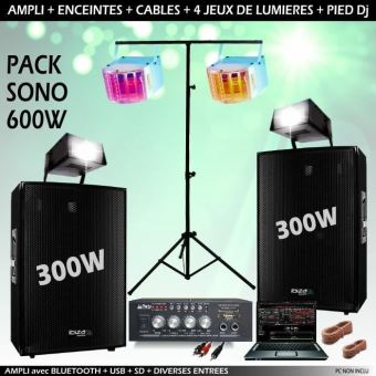 Pack Dj Sono 600w Avec Ampli 2 Enceintes 300w 4 Jeux De Lumieres Pa Dj Sono Mix Led Light Soiree Familiale Anniversaire Maison Enceintes Baffle Et Amplis Top Prix Fnac
