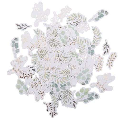 100 confettis carton oh baby végétal 3-4cm vert - Coloris : Vert90845