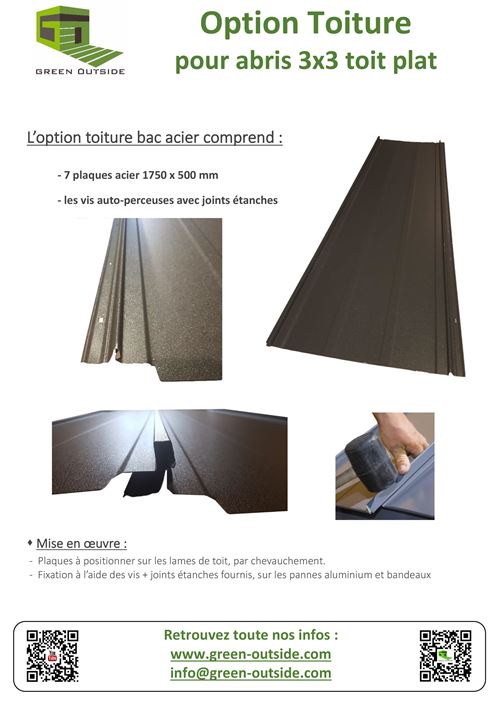 Green Outside - Option Toiture abri Actual 3x3