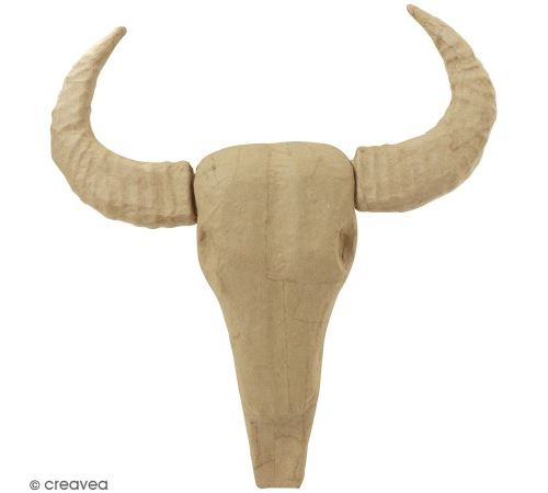 Tête de buffle en papier mâché - 29 cm