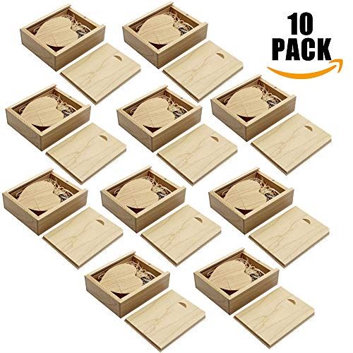 A Plus+ 10 Pièces 16 Go Clé USB 3.0 Coeur en Bois Naturel + 10 Pièces Coffrets Cadeaux (érable)