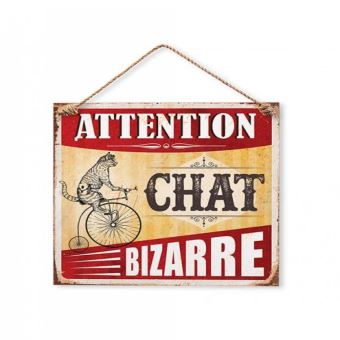 Plaque Decorative En Metal x Cm Attention Chat Bizarre Achat Prix Fnac