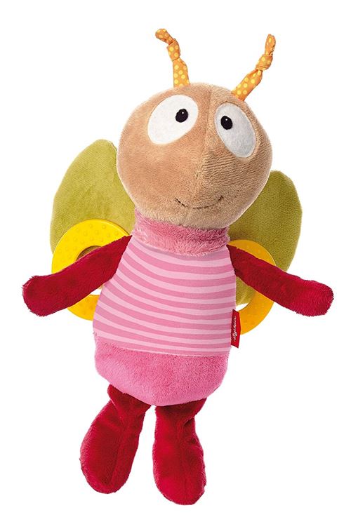 Sigikid - 41296 - Bébé Unisexe - Jeu d'Eveil Peluche Papillon - 25 cm - Rose/Vert/Beige