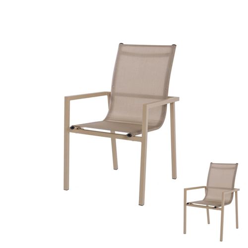 Duo de Chaises Aluminium/Textilène champagne - BORNEO