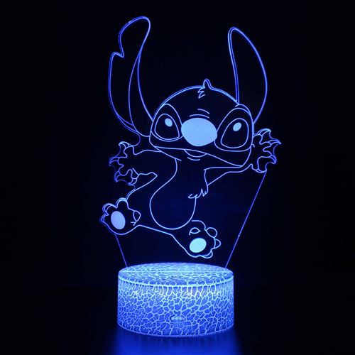 Lampe 3D Tactile Veilleuses Enfant 7 Couleurs avec Telecommande - Stitch  #899 - Veilleuses - à la Fnac