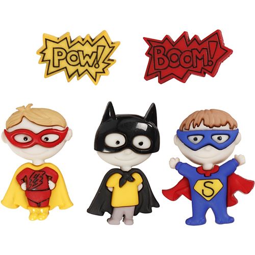 Creotime boutons avec motif de super-héros 3,5 cm 5 pièces