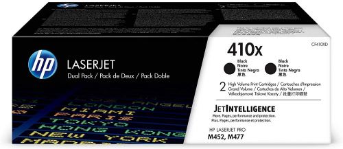 Hp Noir 410X Cf410xd Pack De 2, Haut Rendement, Toner Authentique, Imprimantes Color Laserjet Pro M452/M477,