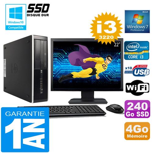 Pc hp compaq 8300 sff core i3-3220 ram 4go disque 240 go ssd wifi w7 ecran 22' État correct - Hewlett-Packard reconditionné disponible sur Fnac