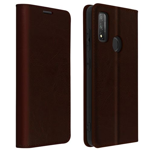 Étui pour Huawei P smart 2020 Folio Cuir Véritable Porte cartes Support Vidéo - camel
