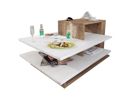 Toilinux - Table basse design scandinave Ven&uuml;s - 80 x 60 x 43 - Marron
