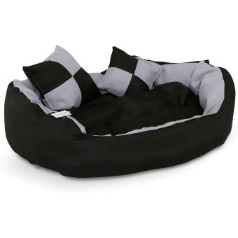 dibea lit canape lavable avec coussin reversible pour chien gris noir 65 x 50 x 20 cm paniers et mobilier pour chien achat prix fnac