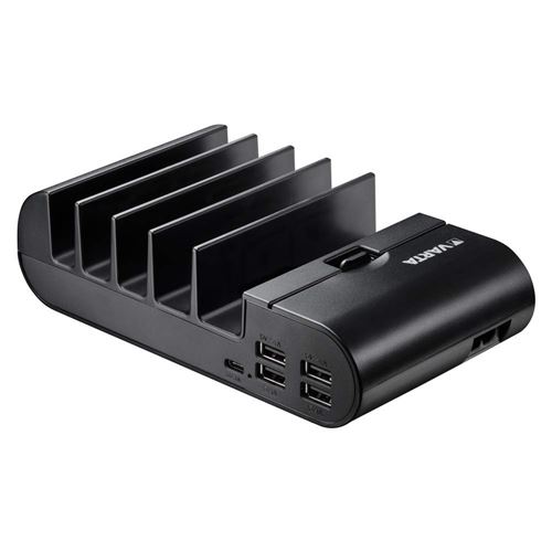 Varta 57901101111 VARTA Home Charging Station de Charge avec 2 câbles Micro USB 20 cm et câble 160 cm Noir