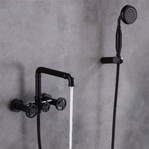 Robinet mélangeur de bain mural style rétro - Noir