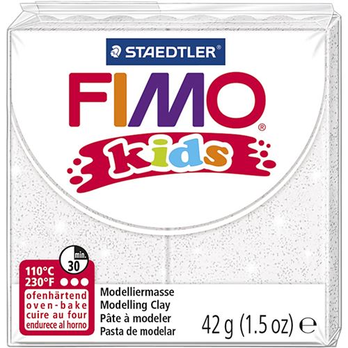 Fimo Kids p&acirc;te &agrave; modeler pour enfants 42 grammes paillettes blanc