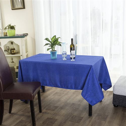 GENERIQUE Nappe de table rectangle d&eacute;corative 140x240cm Paillette - Bleu - Dimensions : 140x240cm 